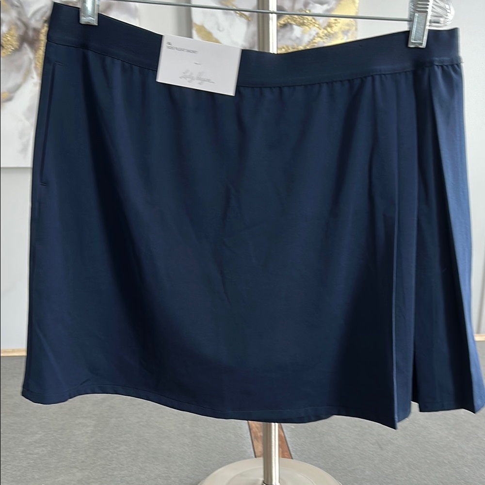 Blue Pleated Skater Mini Skirt for Work